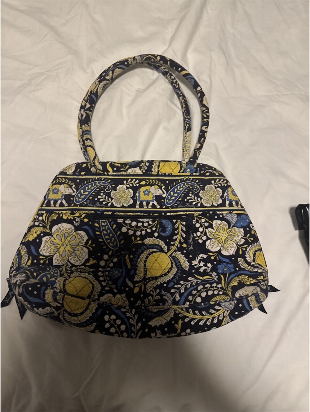 VERA BRADLEY  ELLIE BLUE PRINT QUILTED HANDBAG TOGGLE TOP TOTE PURSE